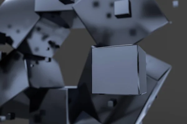 3D rendering, creatieve kubussen met gevoel voor wetenschap en technologie — Stockfoto