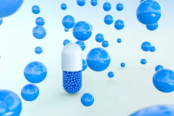 Capsules with spheres, 3d rendering — Stock Photo, Image