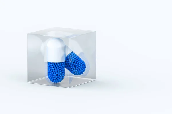 Cápsulas com esferas, renderização 3d — Fotografia de Stock