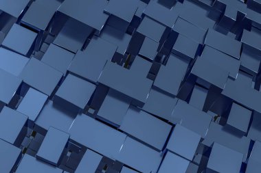 Bilgisayar dijital çizimi, koyu arkaplan, küp tuğlalar