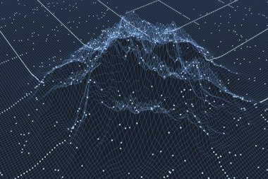 3D Rendering, koyu arka planda eğri çizgiler