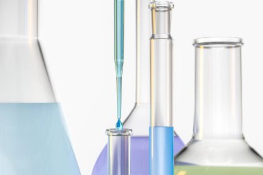 3D Rendering, laboratuvarda kimyasal gemiler