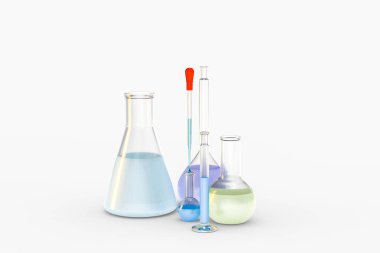 3D Rendering, laboratuvarda kimyasal gemiler