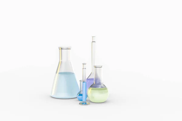 3d 渲染, 实验室中的化学容器 — 图库照片