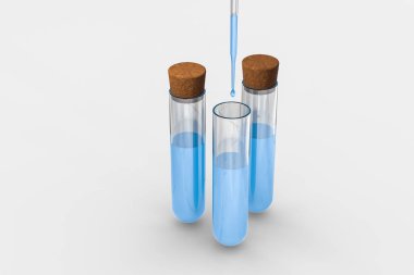 3D Rendering, laboratuvarda kimyasal gemiler