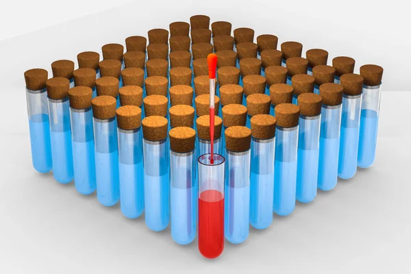 Prostorové vykreslování, chemická plavidla v laboratoři — Stock fotografie