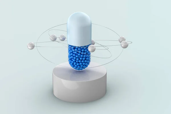 3d rendering, blue capsule with white background — Stock Photo, Image