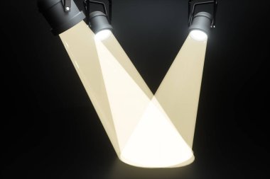 3D Rendering, sahne ve projektör lambası, sahne gösterisi