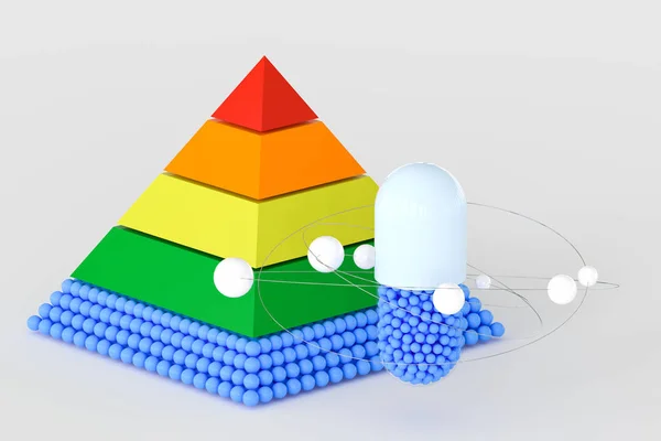 Piramis és kapszulák, 3D renderelés — Stock Fotó