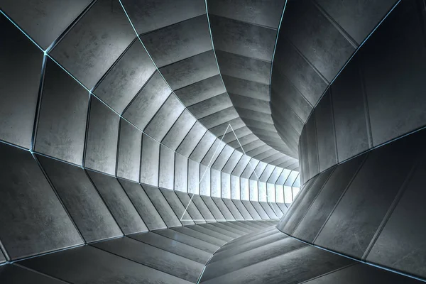 3D rendering, Dark Science-Fiction tunnel, donkere achtergrond — Stockfoto