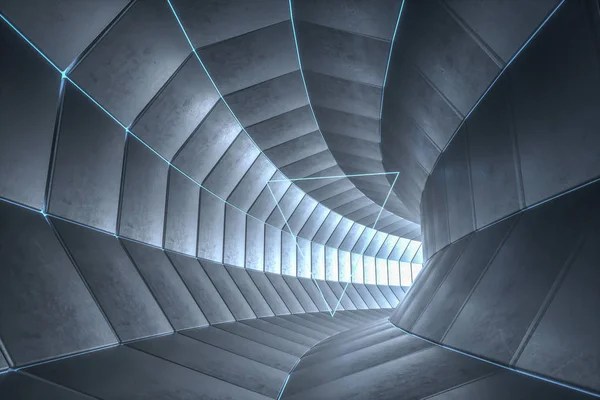 3D-Darstellung, dunkler Science-Fiction-Tunnel, dunkler Hintergrund — Stockfoto