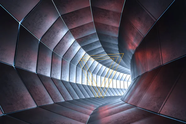 3D-rendering, mörk science fiction-tunnel, mörk bakgrund — Stockfoto
