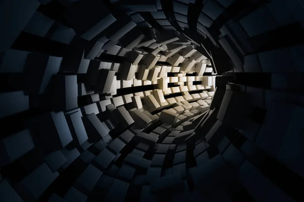 3D-Darstellung, dunkler Science-Fiction-Tunnel, dunkler Hintergrund — Stockfoto