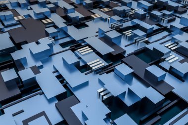 3D Rendering, küpler kurulu yapısı, devre arka plan