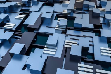 3D Rendering, küpler kurulu yapısı, devre arka plan