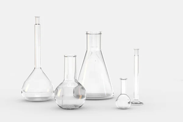 3D візуалізація, пробірка і склянка в лабораторії — стокове фото