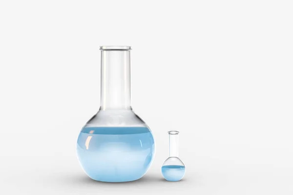 Rendering 3d, tabung tes dan gelas kimia di laboratorium — Stok Foto