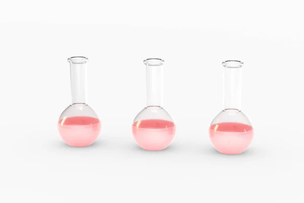 Renderização 3d, tubo de ensaio e copo no laboratório — Fotografia de Stock