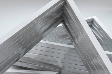 3D Rendering, üçgen metal çerçevesi, endüstriyel arka plan