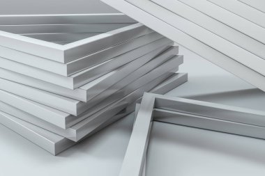 3D Rendering, üçgen metal çerçevesi, endüstriyel arka plan