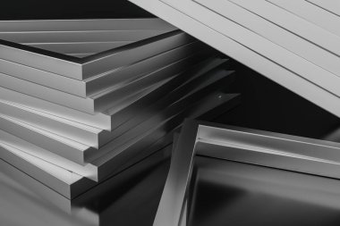 3D Rendering, üçgen metal çerçevesi, endüstriyel arka plan