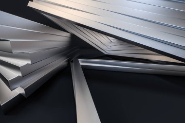 3D Rendering, üçgen metal çerçevesi, endüstriyel arka plan
