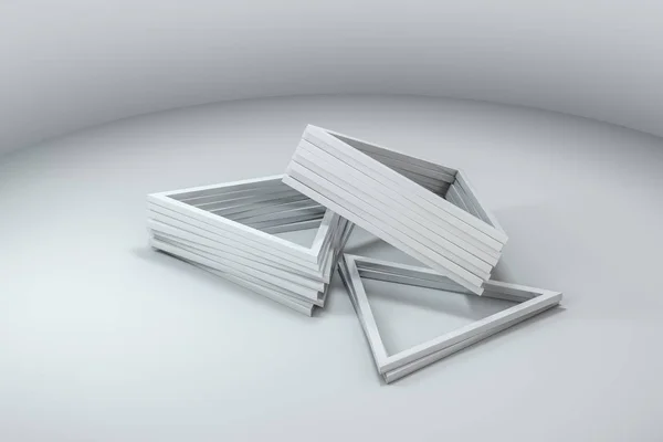3d renderizado, marco de metal triángulo, fondo industrial —  Fotos de Stock