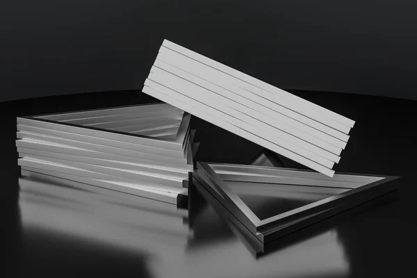 3d renderizado, marco de metal triángulo, fondo industrial —  Fotos de Stock