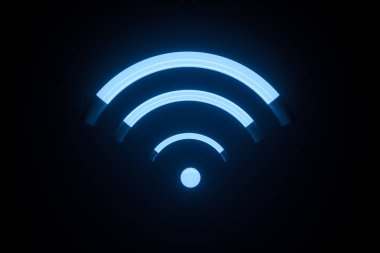 3D render, WiFi sembolü, konsept arka plan