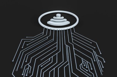 3D render, WiFi sembolü, konsept arka plan