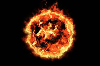 3D Rendering, fireball, yanan yangın