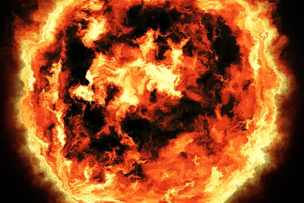 3d renderizado, bola de fuego, fuego ardiente — Foto de Stock