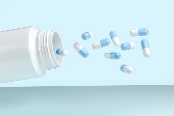3D renderelés, fehér orvosság üveg kapszulával — Stock Fotó