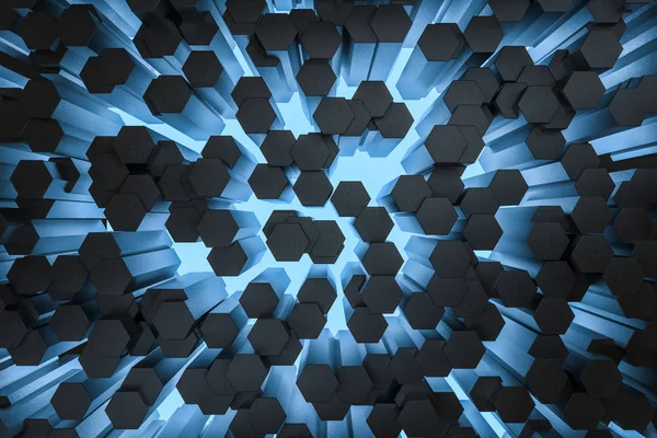 3d rendering, fondo hexagonal oscuro, fondo de ciencia ficción — Foto de Stock