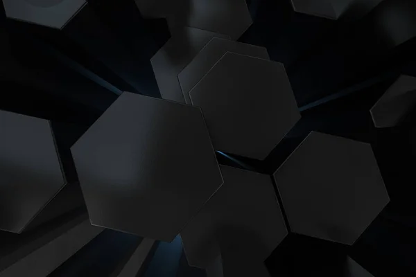 3d rendering, fondo hexagonal oscuro, fondo de ciencia ficción —  Fotos de Stock