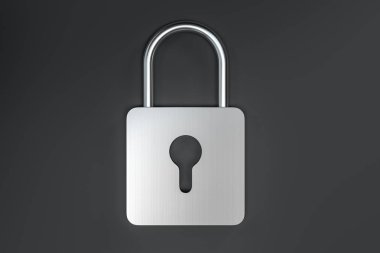 3D Rendering, dijital konsept arka planda metal kilit