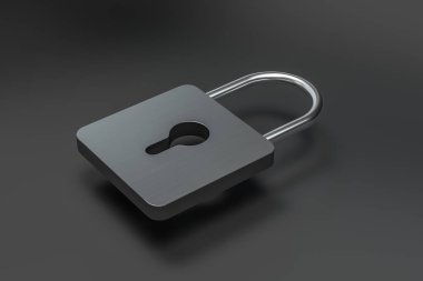 3D Rendering, dijital konsept arka planda metal kilit