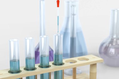 3D Rendering, biyoteknolojik laboratuar ekipmanları arka plan