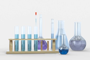 3D Rendering, biyoteknolojik laboratuar ekipmanları arka plan