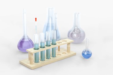 3D Rendering, biyoteknolojik laboratuar ekipmanları arka plan