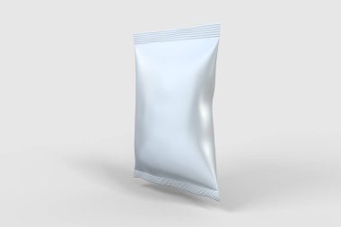 3D Rendering, beyaz arka planda beyaz ambalaj torbaları