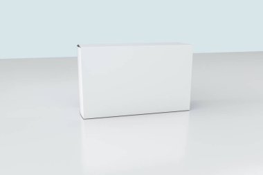 3D Rendering, beyaz arka planda beyaz ambalaj kutuları
