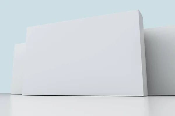 3d renderizado, cajas de embalaje blancas con fondo blanco — Foto de Stock