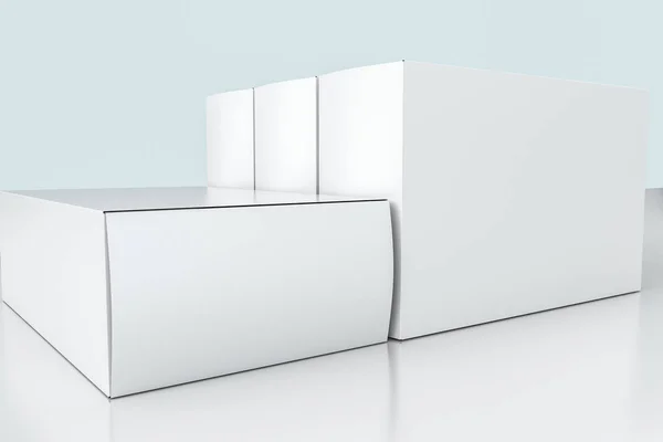 3d rendering, white packing boxes with white background — Stock Photo, Image