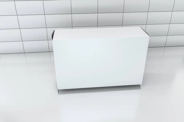 3d レンダリング、白い背景を持つ白いパッキングボックス — ストック写真