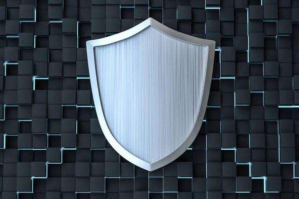 3d rendering, a defense shield with technological background