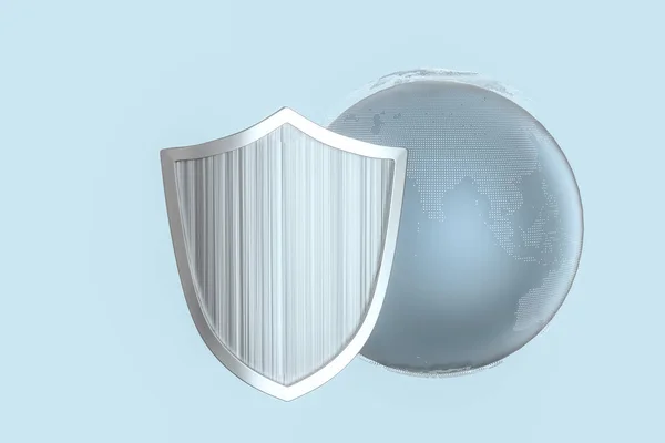 3d rendering, a defense shield with technological background