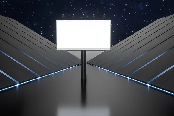 3D 렌더링, 빈 광고 보드 에서 밤 장면 — 스톡 사진