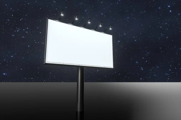 3d rendering, blank advertising board In the night scene — Stock Photo, Image