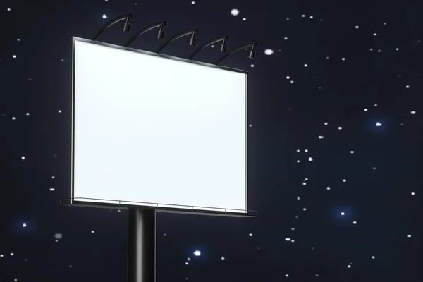 3d renderização, placa de publicidade em branco na cena da noite — Fotografia de Stock